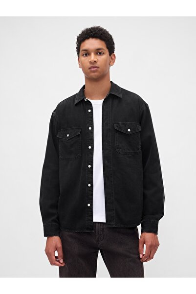 GAP Erkek Siyah UltraSoft Denim Relaxed Gömlek