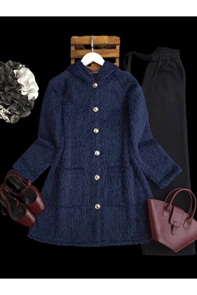 ŞAHİN TESETTÜR GİYİM ÇİFT CEP ÖNÜ DÜĞMELİ KAPŞONLU KAP 3199