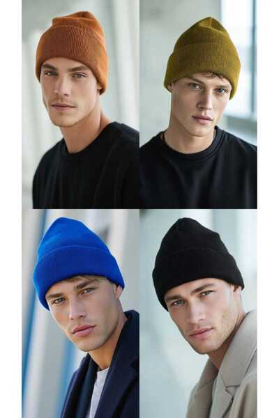 LAGRANZE Beretă pentru bărbați, simplă, premium, din 4 piese