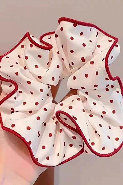 TAKIŞTIR Burgundy and White Color Polka Dot Detailed Bagel Buckle