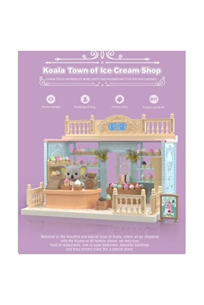 dalip Dollhouse and Ice Cream Shop Set with Furniture and Figurines,