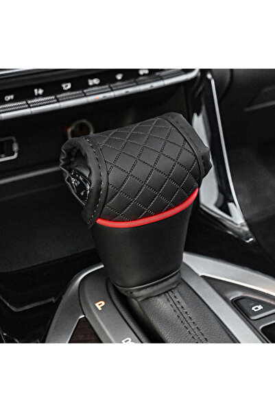 Choice Black Red 1pc Car Gear Shift Cover PU Leather Shift Lever Cover Gearbox Shifter Knob Protector Autom