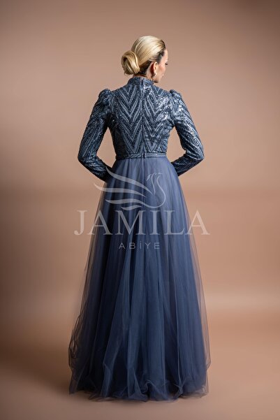 Lovely Dress Payetli Tül Uzun Prenses Abiye Elbise