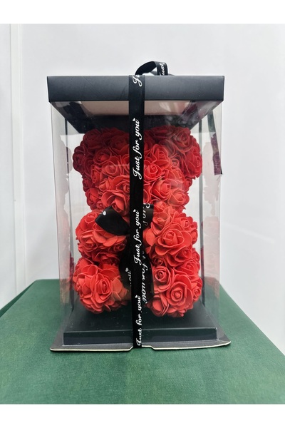 Butik Kutulu gül çiçekli ayı