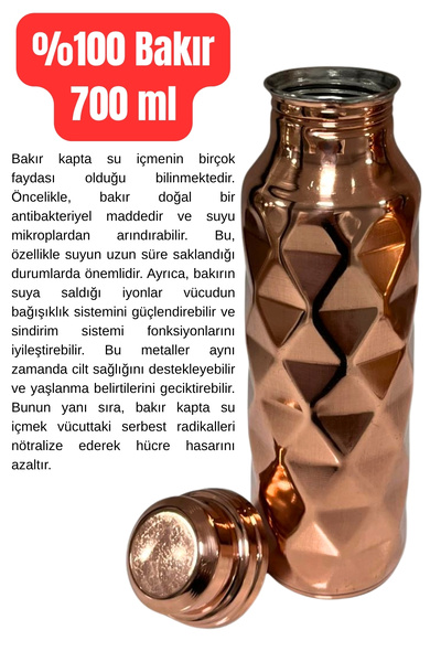 Yardımcı Bakır Since 1997 Modern Copper Flask Thermos - Water Bottle Copper Water Bottle 700 ml