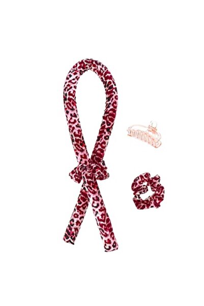 Doty RibbonCurl Hair Styling Ribbon with Accessories, 90 cm, Leopard Print, Bordeaux