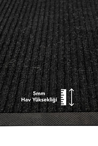Cotto Home Ps022a Siyah Kaymaz Taban Nem Alıcı Toz Alıcı Kapı Önü Paspası Uv Dayanıklı 45x70 Cm