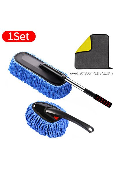 Choice مجموعة زرقاء من 3 قطع من ممسحة غسيل السيارات SEAMETAL بمقبض قابل للتطو...