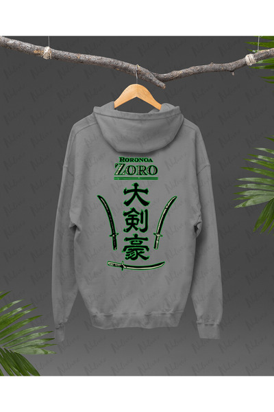 Nulivez هودي كبير الحجم للجنسين بتصميم One Piece Zoro مطبوع على الظهر، عالي ا...