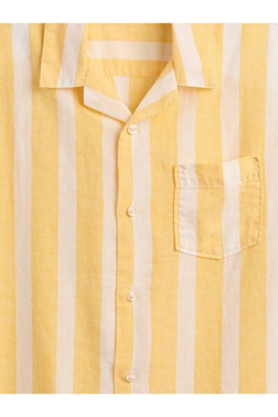 GAP Erkek Çocuk Sarı Relaxed Keten Karışımlı Gömlek