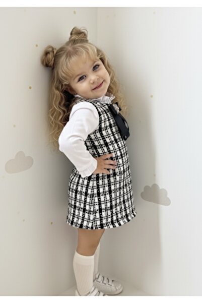 Tinypeople Kız çocuk kışlık ekose elbise kız çocuk şık elbise çocuk bayramlık elbise
