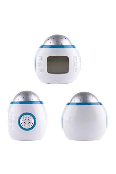 PROCART LED alarm clock, star projector, calendar, thermometer, 10 melodies, white