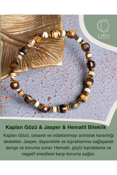 ÇAKRA DOĞAL TAŞ Kaplan Gözü & Jasper & Hematit Bileklik