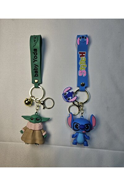 MAXBİ Baby Yoda ve Stich Lüks Silikon 2'li Anahtarlık Seti