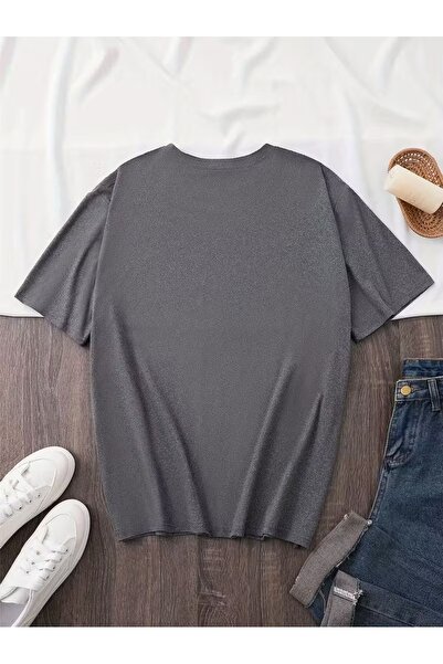 WOODROFFE Women's Color Block Bear Pattern Crew Neck T-Shirt Oversize Loose Fit