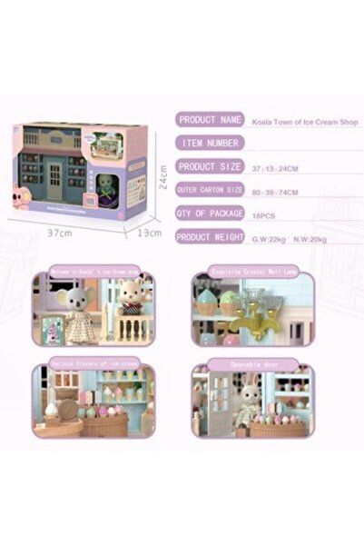 dalip Dollhouse and Ice Cream Shop Set with Furniture and Figurines,