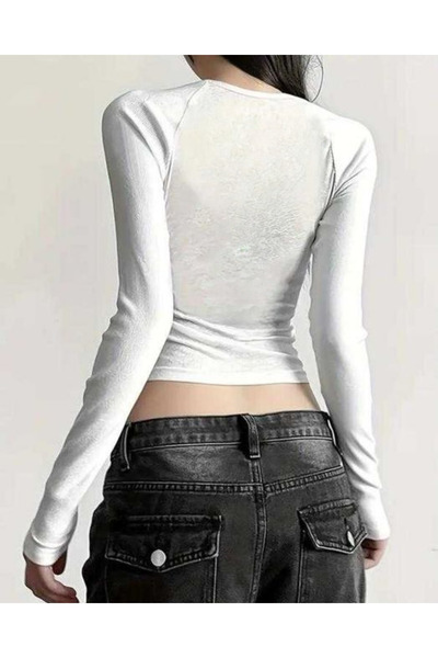 Touz Moda Μακρυμάνικη γοτθική μπλούζα με στάμπα στην πλάτη