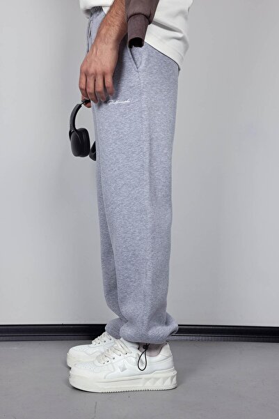 ablukaonline Men's Adjustable Leg Elastic Basic Baggy Fit Tracksuit Gray