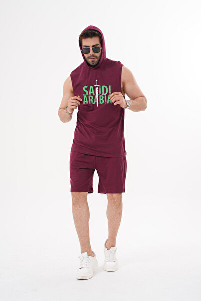 ACTIVE MODA -SET DE 2 PIESE PENTRU BĂRBAȚI, HABIT DE SPORT, TRIKO-ȘORȚI, BUMBAC IMPRIMAT, saudi