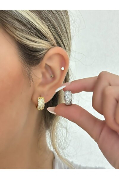 MyladyAccessoriess أقراط دائرية من حجر الزركون (سلسلة فاخرة) ذهبية اللون