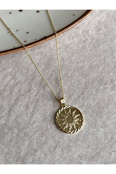 Quiness Jewelry 14 Ayar Altın Kaplama Güneş Kolye: Göksel Mücevher, Hipoalerjenik