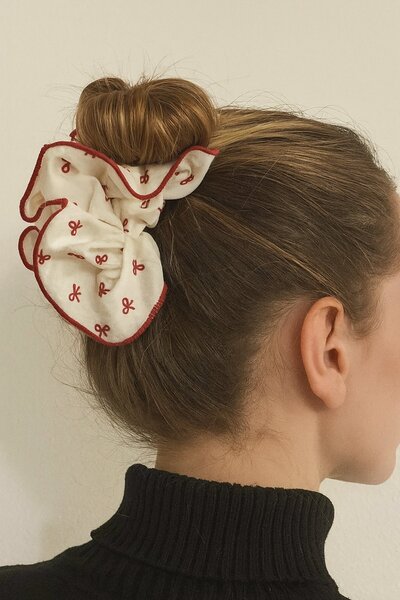 TAKIŞTIR Burgundy and White Color Ribbon Figured Simit Buckle