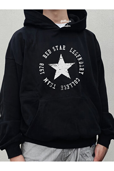 Minga London Hanorac oversize cu imprimeu Star Collage negru -Mingalondon