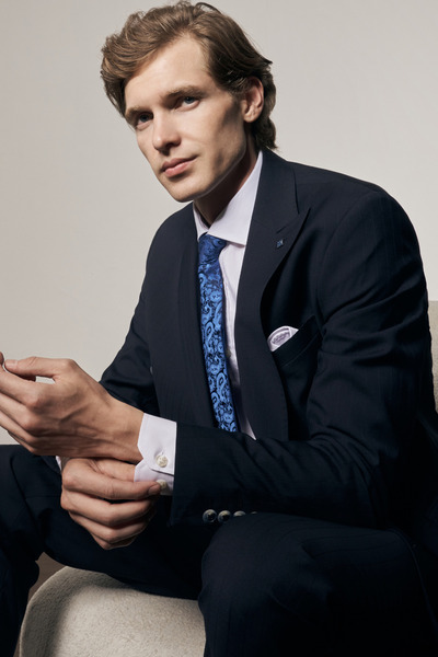 İmza Dark Navy Blue 6 Drop Sword Collar Slim Fit Classic Suit 1001255125