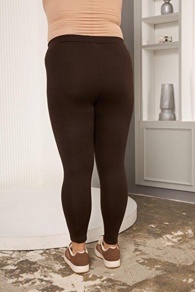 RMG Plus Size Steel Knitted Leggings Brown