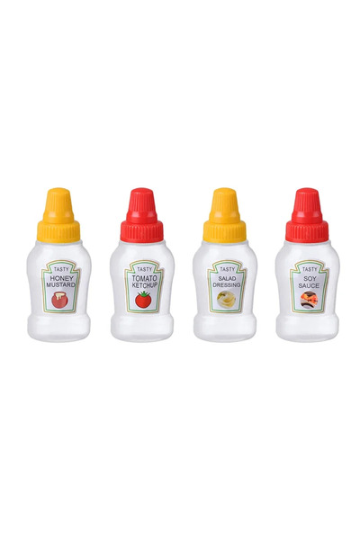 Choice 4pcs 4/8pcs Mini Condiment Squeeze Bottles 25ml Honey/Ketchup/Soy Sauc...