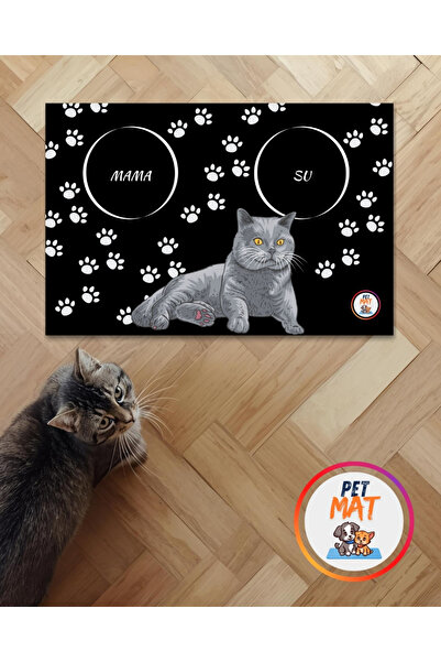 MEVESE Petmat Kedi Mama Paspası , Kaymaz Taban , Yıkanabilir , Evcil Hayvan Paspası 003-S