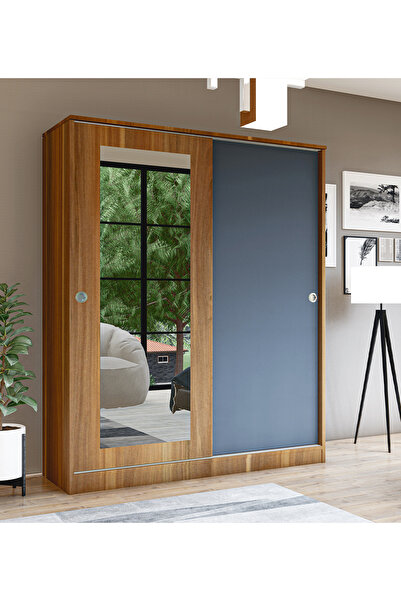 Metalia GM 341 ZAMBAK 2 KAPAKLI SÜRGÜLÜ TEK ÇEKMECELİ AYNALI GARDIROP