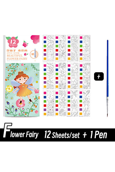 Choice مجموعة كتب تلوين محمولة للأطفال من Flower Fairy، مكونة من 12 ورقة، مع ...