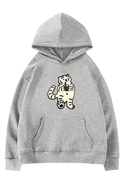 Lider Leather Φούτερ με στάμπα και κουκούλα – Unisex – Ύφασμα από βαμβάκι και...