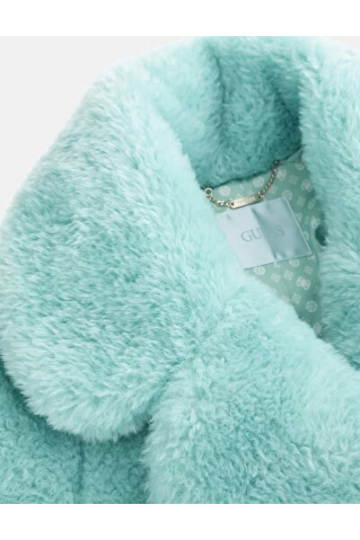 Guess Fur Coat, turquoise