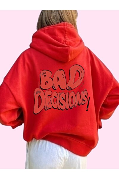 ArtYus Unisex Bad Decisions Colorful Custom Printed Cotton Oversize Hooded Sweatshirt