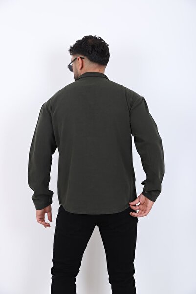 blayn jeans Ανδρικό μακρυμάνικο πουκάμισο με εφέ λινό oversized κομμάτια