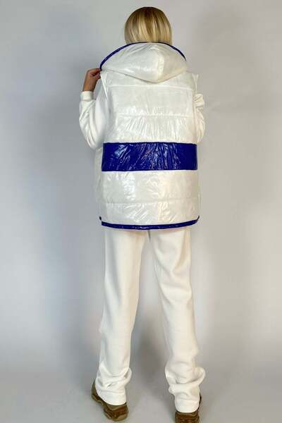 WildFashion Compleu casual alcatuit din vesta cu material lucios si trening fashion OVERSIZE V623-4