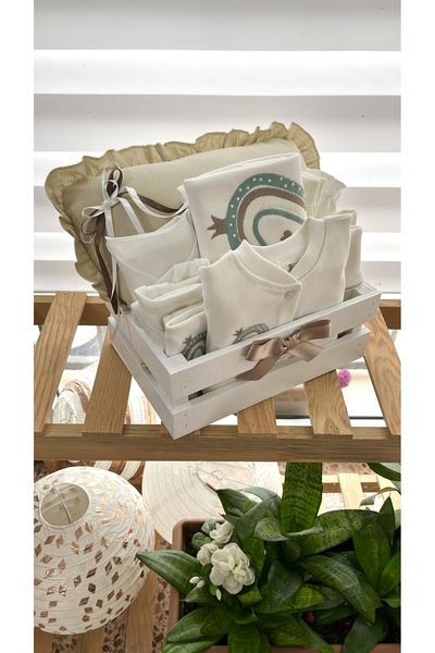 Happy Moon Bebek giyim bebek hediyesi unisex hediye sepeti hastane çıkışı zıb...