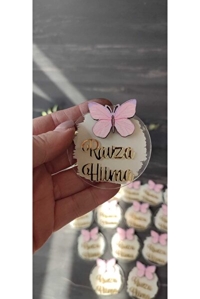 hoby shop Pleksi Pembe Kelebek Magnet 20adet