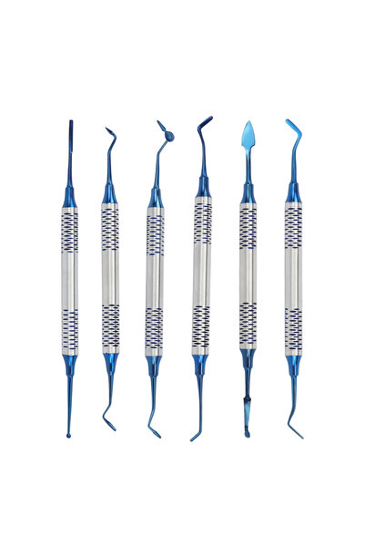 Choice ملاعق حشو الأسنان المركبة من الراتينج الأزرق، 6 قطع/مجموعة، رأس مزدوج ...