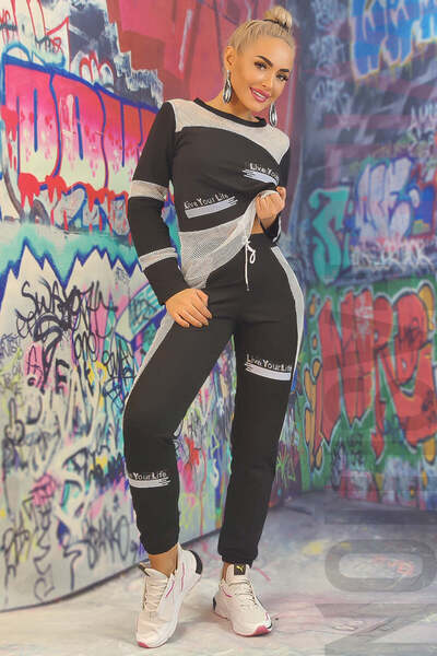 WildFashion Μοντέρνα φόρμα με αξεσουάρ από λευκό πλέγμα και στρας L902-1122