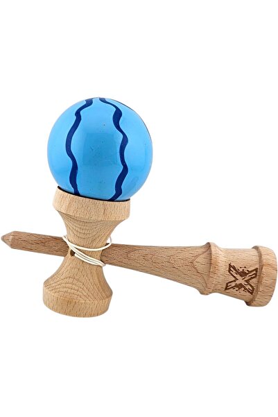 Bibilel Kids Kendama X Original, Profesional, Bibilel Kids, Lemn, Super Adeziv, 18 cm, Albastru