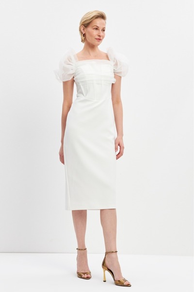 Setre Elegant puff sleeve dress/white