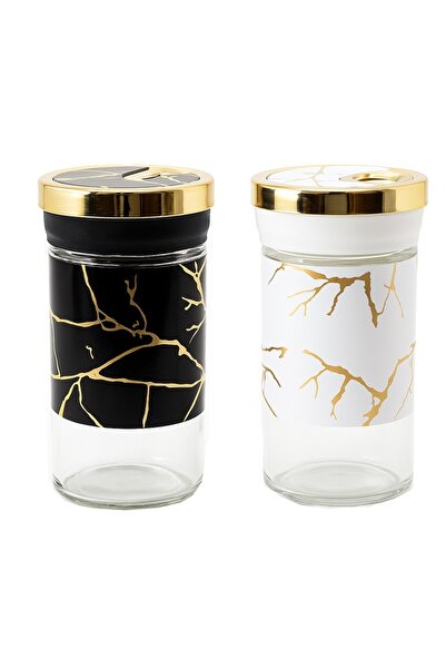 PUFO Set of 2 Ellegant glass containers for salt, pepper or spices, 10 cm - practical and elegant