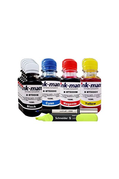 Ink-mate Set Cerneala Compatibil Brother 4x100ml BTD60BK Negru, 2x100ml BT5000C Cyan, 2x100ml BT5000