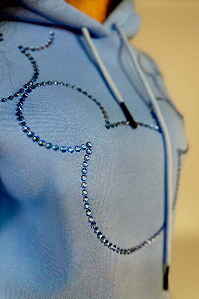 WildFashion Trening fashion OVERSIZE din bluza si pantaloni accesorizat cu strasuri colorate V627-4