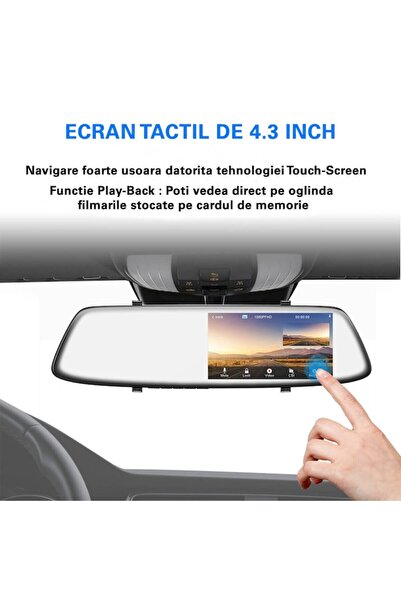 BLACKSTORE Camera Video Auto Dubla Tip Oglinda Blackbox™ G-905 Touch-Screen, Full-HD 1080p, Display 5" IPS, M