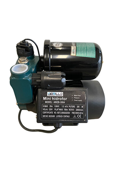 Brilo Mini hidrofor 300W, debit 1.8 mc/h, 20m refulare, 8m absorbtie, bobinaj cupru, carcasa fonta