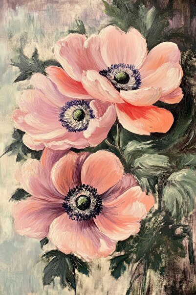 Aden DEKORATİF ÇİÇEK PEMBE KANVAS TABLO